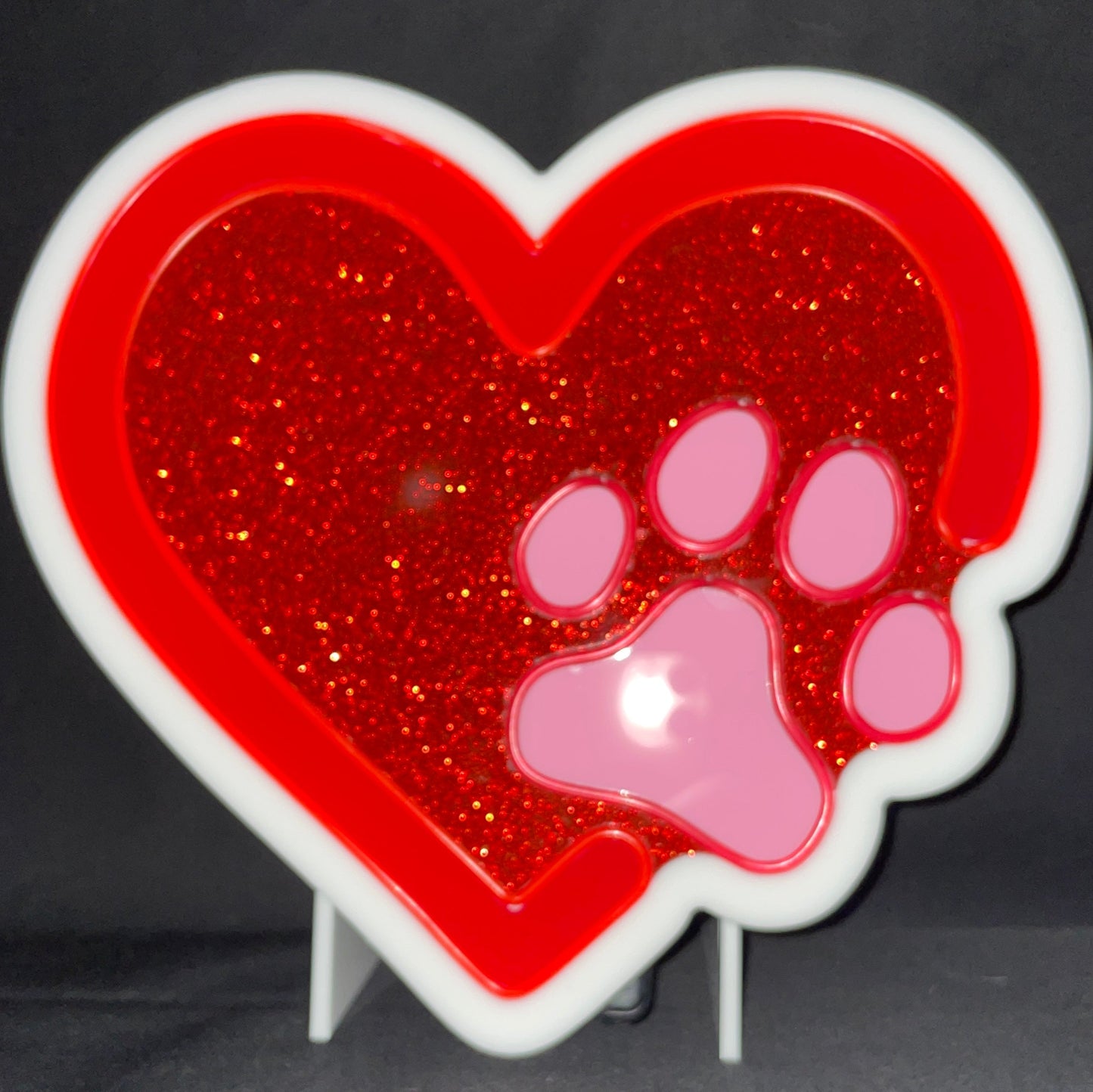 Heart with Paw Print Neon Art